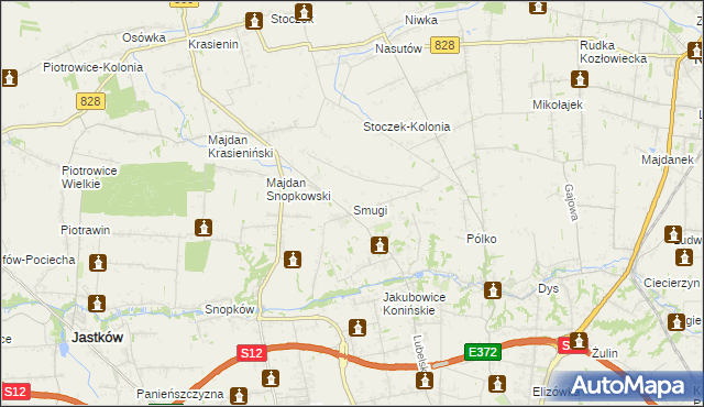 mapa Smugi gmina Jastków, Smugi gmina Jastków na mapie Targeo