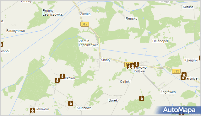 mapa Śniaty gmina Wielichowo, Śniaty gmina Wielichowo na mapie Targeo