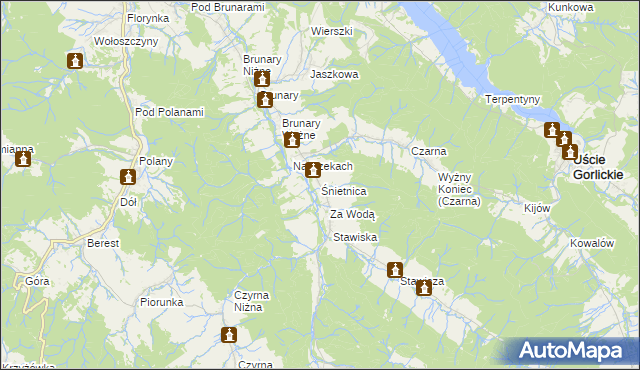 mapa Śnietnica, Śnietnica na mapie Targeo