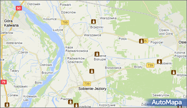 mapa Sobienie Biskupie, Sobienie Biskupie na mapie Targeo