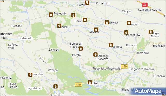 mapa Sobiesęki Drugie, Sobiesęki Drugie na mapie Targeo