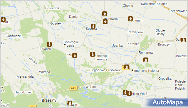 mapa Sobiesęki Pierwsze, Sobiesęki Pierwsze na mapie Targeo