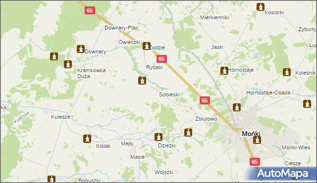 mapa Sobieski gmina Mońki, Sobieski gmina Mońki na mapie Targeo