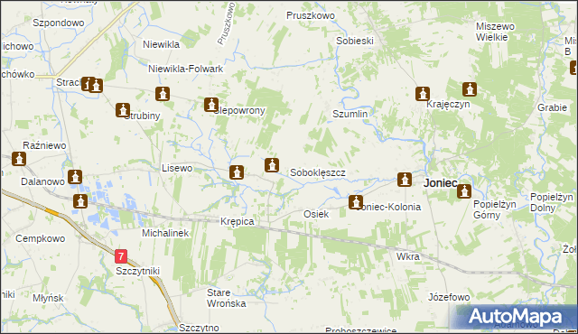 mapa Soboklęszcz gmina Joniec, Soboklęszcz gmina Joniec na mapie Targeo