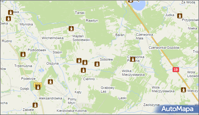 mapa Sobolew gmina Firlej, Sobolew gmina Firlej na mapie Targeo