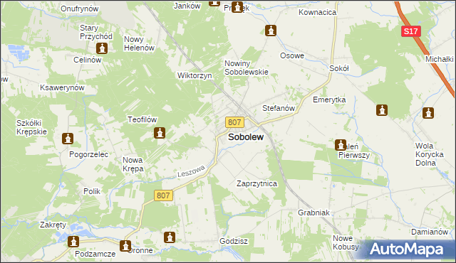 mapa Sobolew powiat garwoliński, Sobolew powiat garwoliński na mapie Targeo