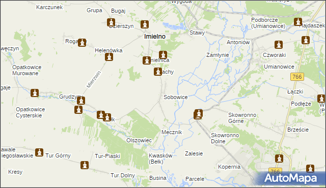 mapa Sobowice gmina Imielno, Sobowice gmina Imielno na mapie Targeo