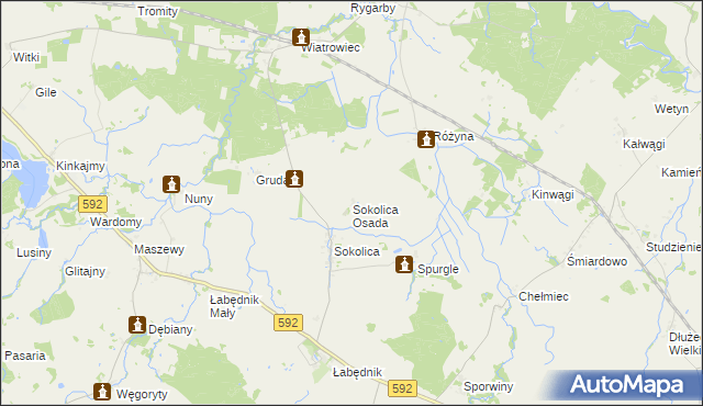 mapa Sokolica Osada, Sokolica Osada na mapie Targeo