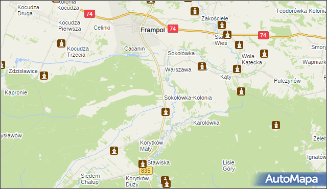 mapa Sokołówka-Kolonia, Sokołówka-Kolonia na mapie Targeo