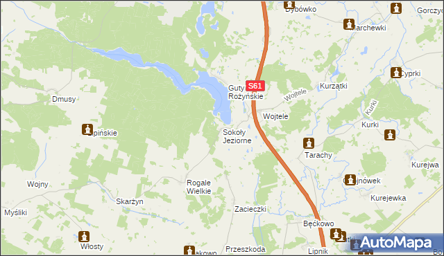 mapa Sokoły Jeziorne, Sokoły Jeziorne na mapie Targeo