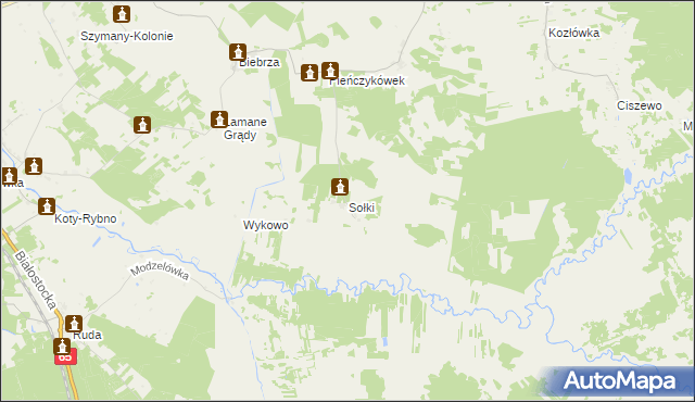 mapa Sołki gmina Rajgród, Sołki gmina Rajgród na mapie Targeo