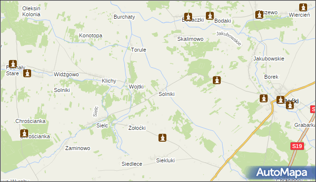 mapa Solniki gmina Boćki, Solniki gmina Boćki na mapie Targeo