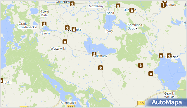 mapa Sołtmany gmina Kruklanki, Sołtmany gmina Kruklanki na mapie Targeo