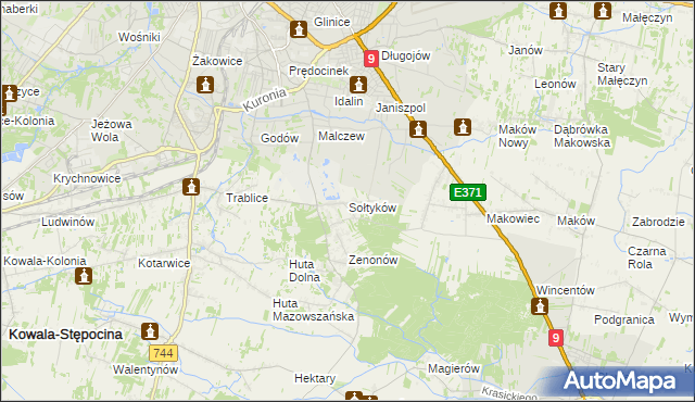 mapa Sołtyków gmina Skaryszew, Sołtyków gmina Skaryszew na mapie Targeo