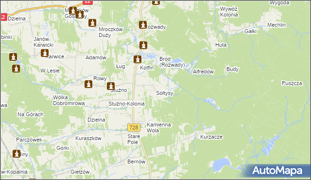 mapa Sołtysy gmina Gielniów, Sołtysy gmina Gielniów na mapie Targeo