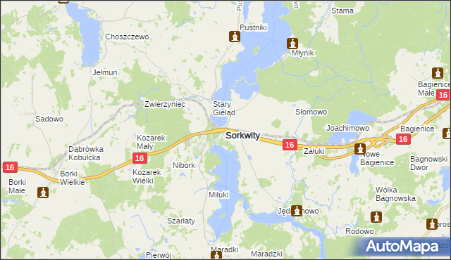 mapa Sorkwity, Sorkwity na mapie Targeo