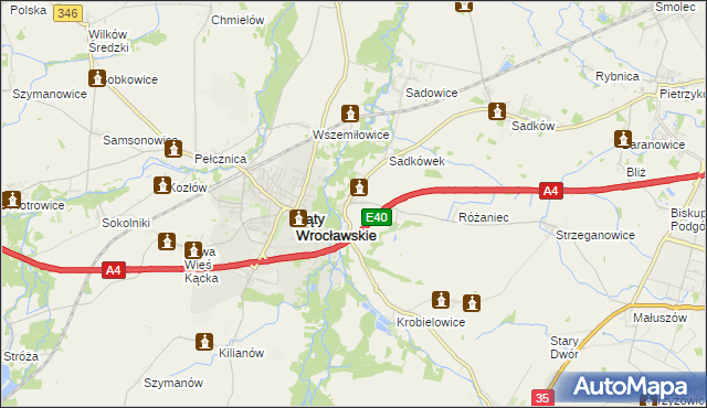 mapa Sośnica gmina Kąty Wrocławskie, Sośnica gmina Kąty Wrocławskie na mapie Targeo