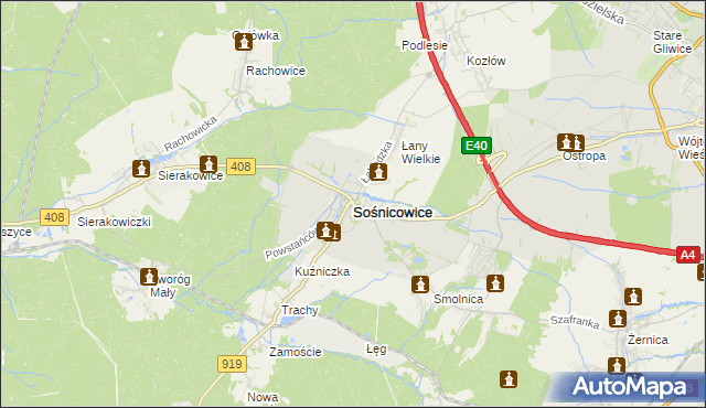 mapa Sośnicowice, Sośnicowice na mapie Targeo