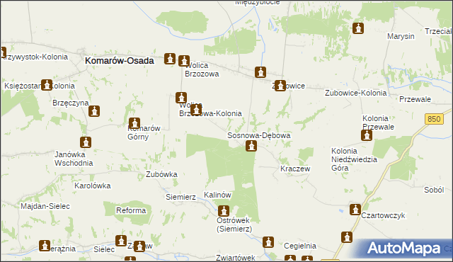 mapa Sosnowa-Dębowa, Sosnowa-Dębowa na mapie Targeo