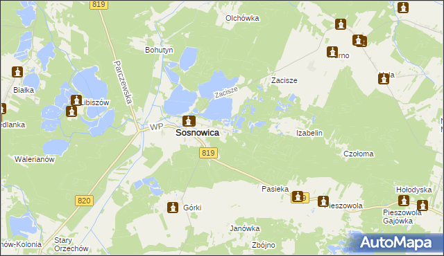 mapa Sosnowica-Dwór, Sosnowica-Dwór na mapie Targeo