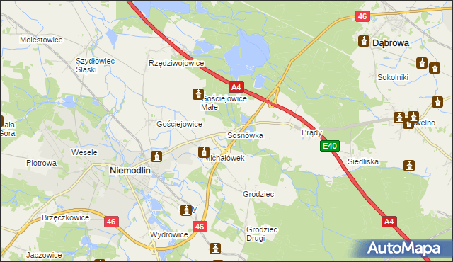 mapa Sosnówka gmina Niemodlin, Sosnówka gmina Niemodlin na mapie Targeo