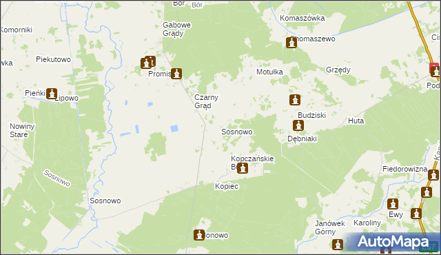 mapa Sosnowo gmina Sztabin, Sosnowo gmina Sztabin na mapie Targeo