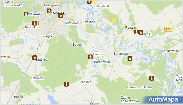 mapa Sowinki, Sowinki na mapie Targeo