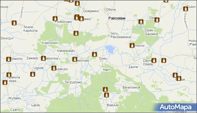 mapa Sowy gmina Pakosław, Sowy gmina Pakosław na mapie Targeo