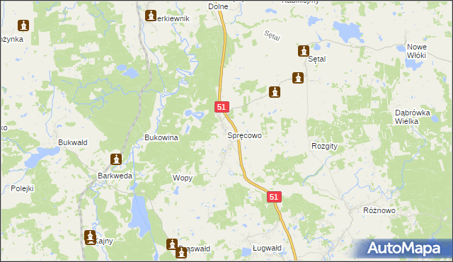 mapa Spręcowo, Spręcowo na mapie Targeo