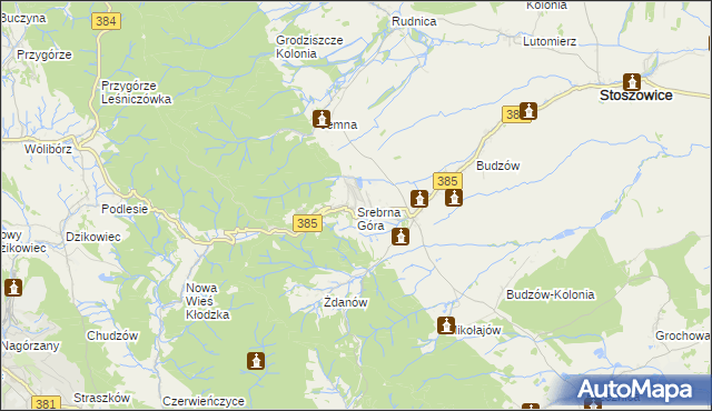 mapa Srebrna Góra gmina Stoszowice, Srebrna Góra gmina Stoszowice na mapie Targeo