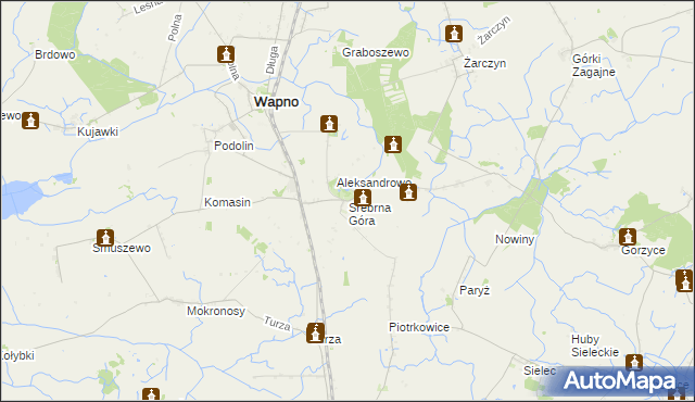 mapa Srebrna Góra gmina Wapno, Srebrna Góra gmina Wapno na mapie Targeo