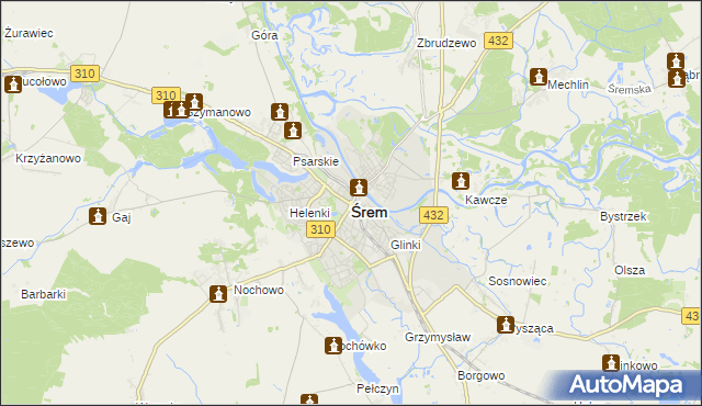 mapa Śrem, Śrem na mapie Targeo