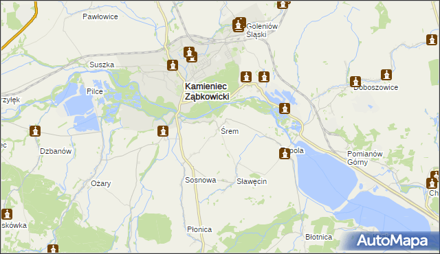 mapa Śrem gmina Kamieniec Ząbkowicki, Śrem gmina Kamieniec Ząbkowicki na mapie Targeo