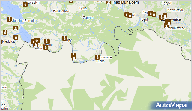 mapa Sromowce Niżne, Sromowce Niżne na mapie Targeo