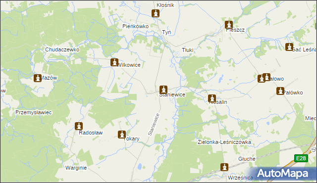 mapa Staniewice, Staniewice na mapie Targeo
