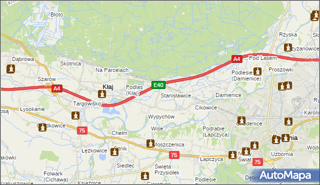 mapa Stanisławice gmina Bochnia, Stanisławice gmina Bochnia na mapie Targeo