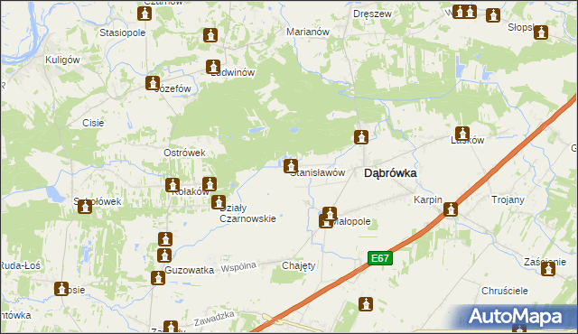 mapa Stanisławów gmina Dąbrówka, Stanisławów gmina Dąbrówka na mapie Targeo