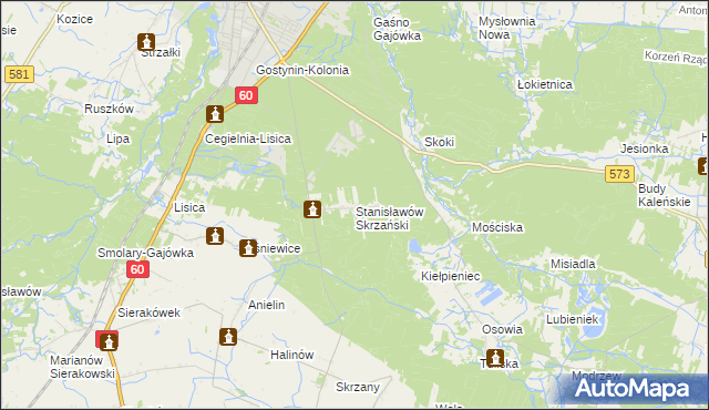 mapa Stanisławów Skrzański, Stanisławów Skrzański na mapie Targeo