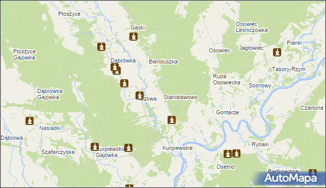 mapa Stanisławowo gmina Zbójna, Stanisławowo gmina Zbójna na mapie Targeo