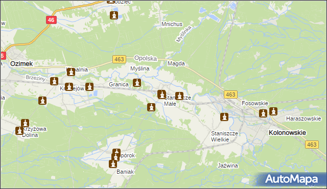 mapa Staniszcze Małe, Staniszcze Małe na mapie Targeo