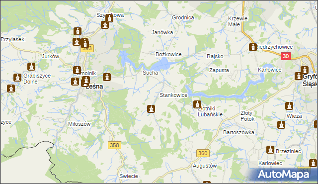 mapa Stankowice, Stankowice na mapie Targeo