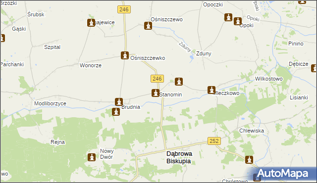 mapa Stanomin, Stanomin na mapie Targeo