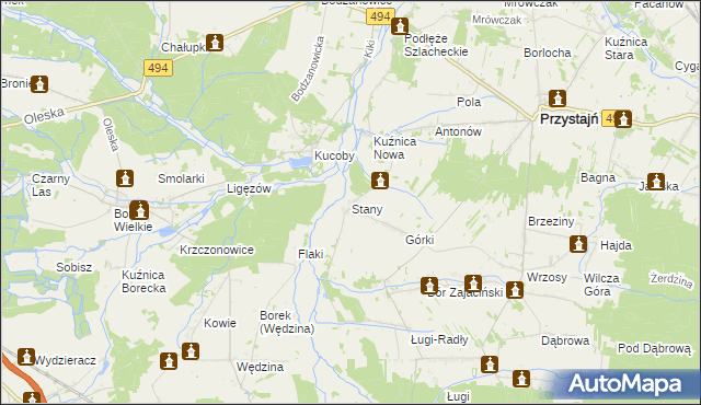 mapa Stany gmina Przystajń, Stany gmina Przystajń na mapie Targeo