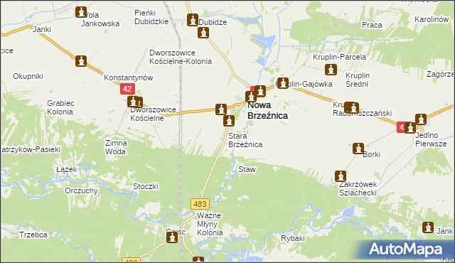 mapa Stara Brzeźnica, Stara Brzeźnica na mapie Targeo