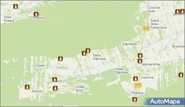 mapa Stara Dąbrowa gmina Leoncin, Stara Dąbrowa gmina Leoncin na mapie Targeo