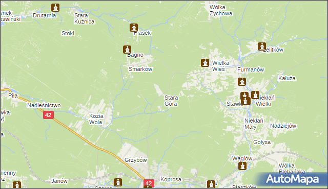 mapa Stara Góra gmina Stąporków, Stara Góra gmina Stąporków na mapie Targeo
