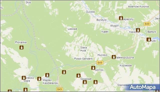 mapa Stara Huta gmina Krasnobród, Stara Huta gmina Krasnobród na mapie Targeo