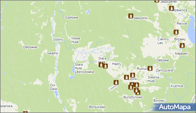 mapa Stara Huta gmina Warlubie, Stara Huta gmina Warlubie na mapie Targeo