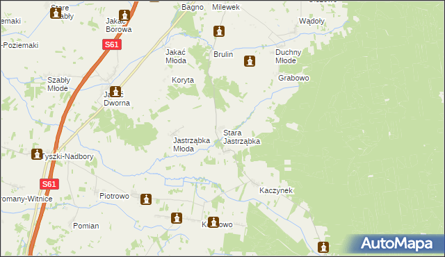 mapa Stara Jastrząbka gmina Śniadowo, Stara Jastrząbka gmina Śniadowo na mapie Targeo