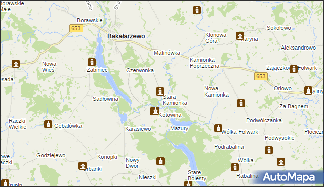 mapa Stara Kamionka gmina Bakałarzewo, Stara Kamionka gmina Bakałarzewo na mapie Targeo